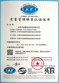 EVO视讯电线ISO质量治理系统证书